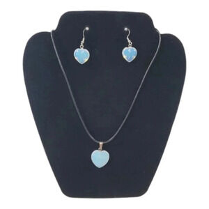 Opalite Heart Earring and Necklace Set